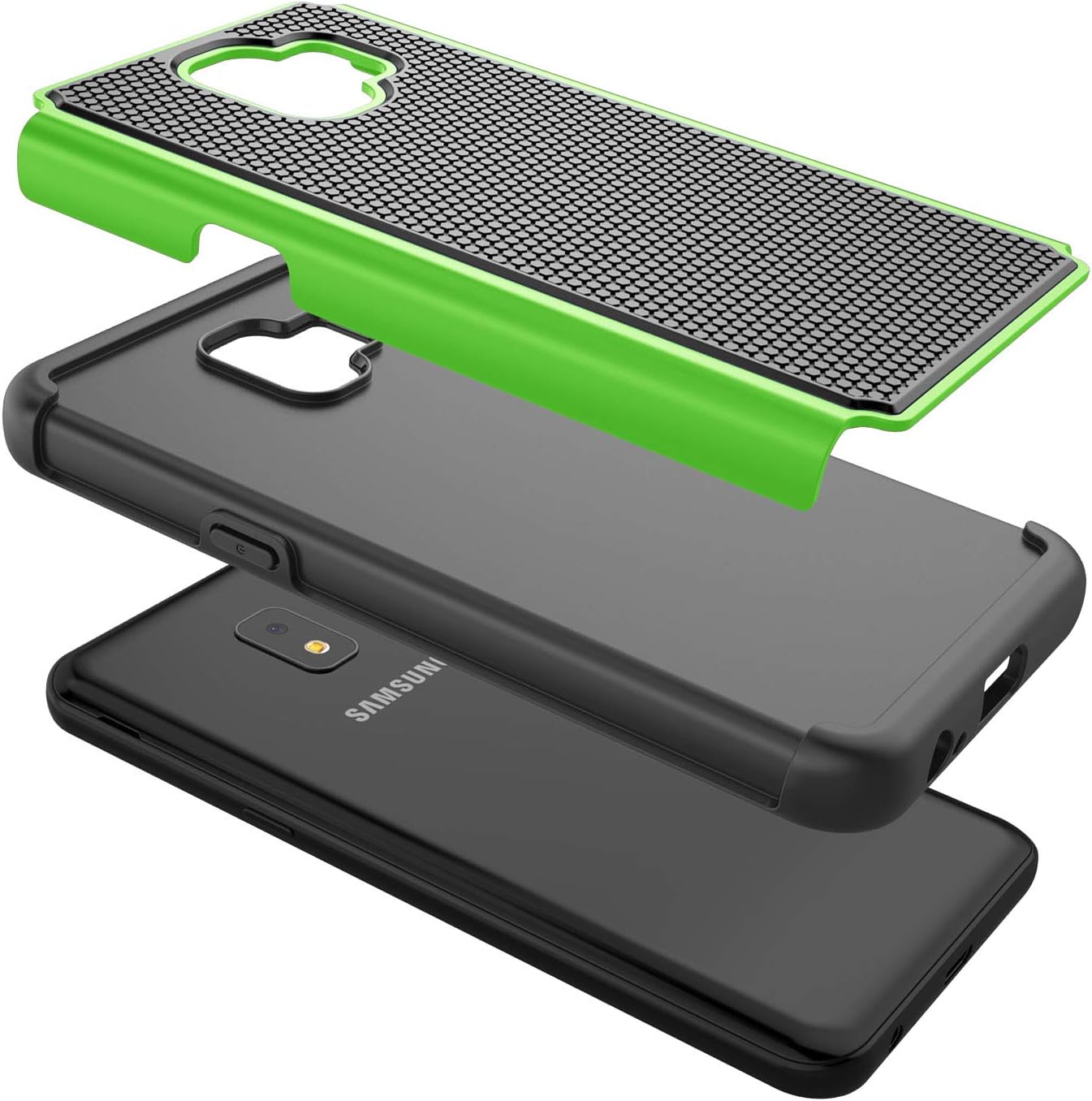 Tekcoo Galaxy J2 2018 2019 / J2 Core Case, Galaxy J2 Shine / J2 Dash / J2 Pure Cute Case, [Tmajor] Shock Absorbing Rubber Silicone Plastic Bumper Grip Sturdy Hard Phone Cover for Samsung J260 [Green]