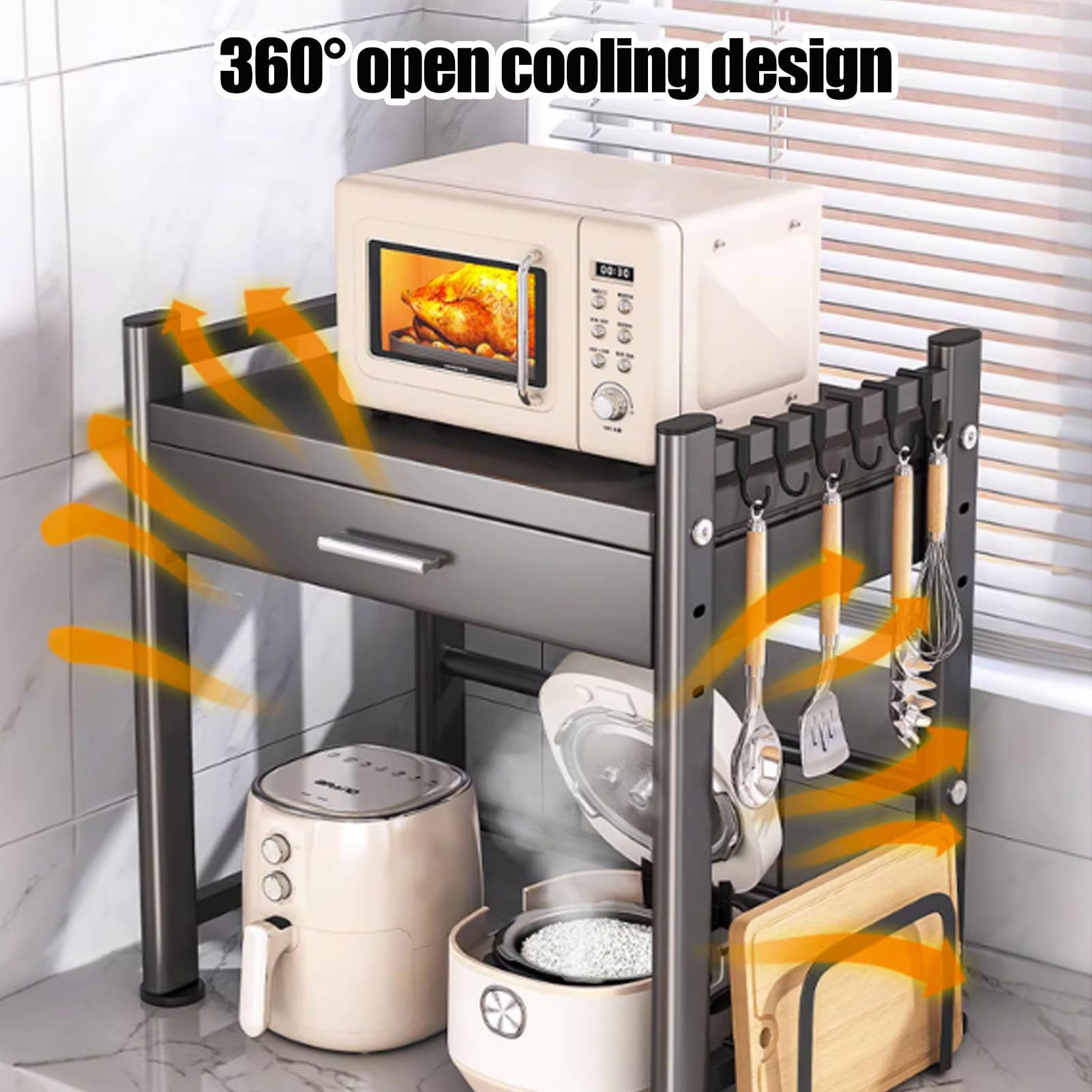 Rastrelliera da cucina adjuble nd con Der HeightAdjuble da cucina per piccoli elettrodomestici e strumenti, ideale per risparmiare spazio in cucina