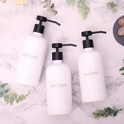 Miniatura 2 de Juego de 3 dispensadores de champú y acondicionador, botellas de champú recargables de 21 onzas con almohadilla de silicona protectora