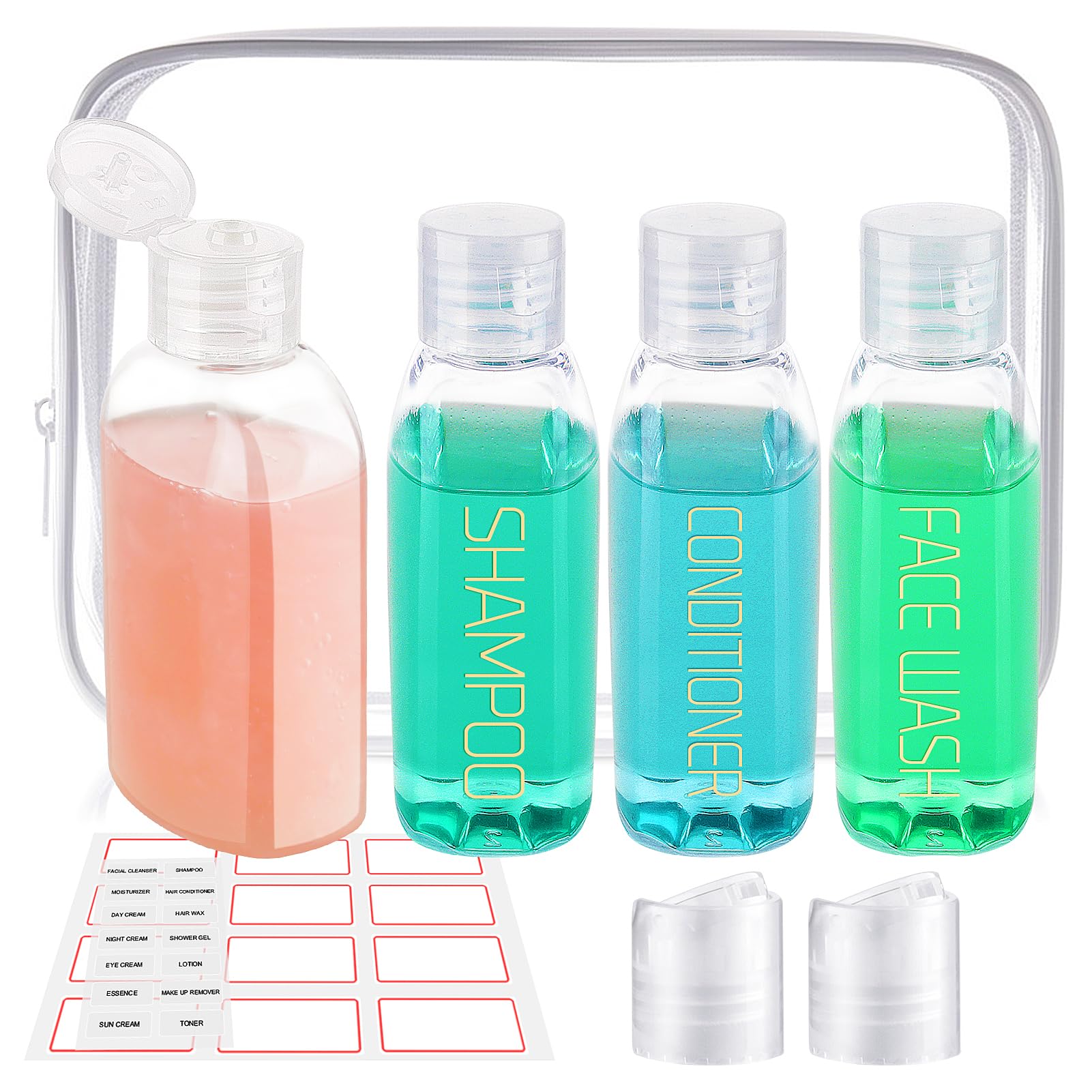 Decorniqu 4 Pack 100ml Travel Bottles for Toiletries TSA Approved Travel Size Containers Leakproof Shampoo and Conditioner Bottles Empty Plastic Squeeze Bottles with Flip Cap Travel Essentials