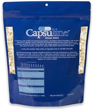 Capsuline Size 2 Empty Vegan Capsules, Clear - 1000 Count| Vegetarian, Kosher, Non-GMO & Halal Certified |DIY Vegetable Capsule Filling