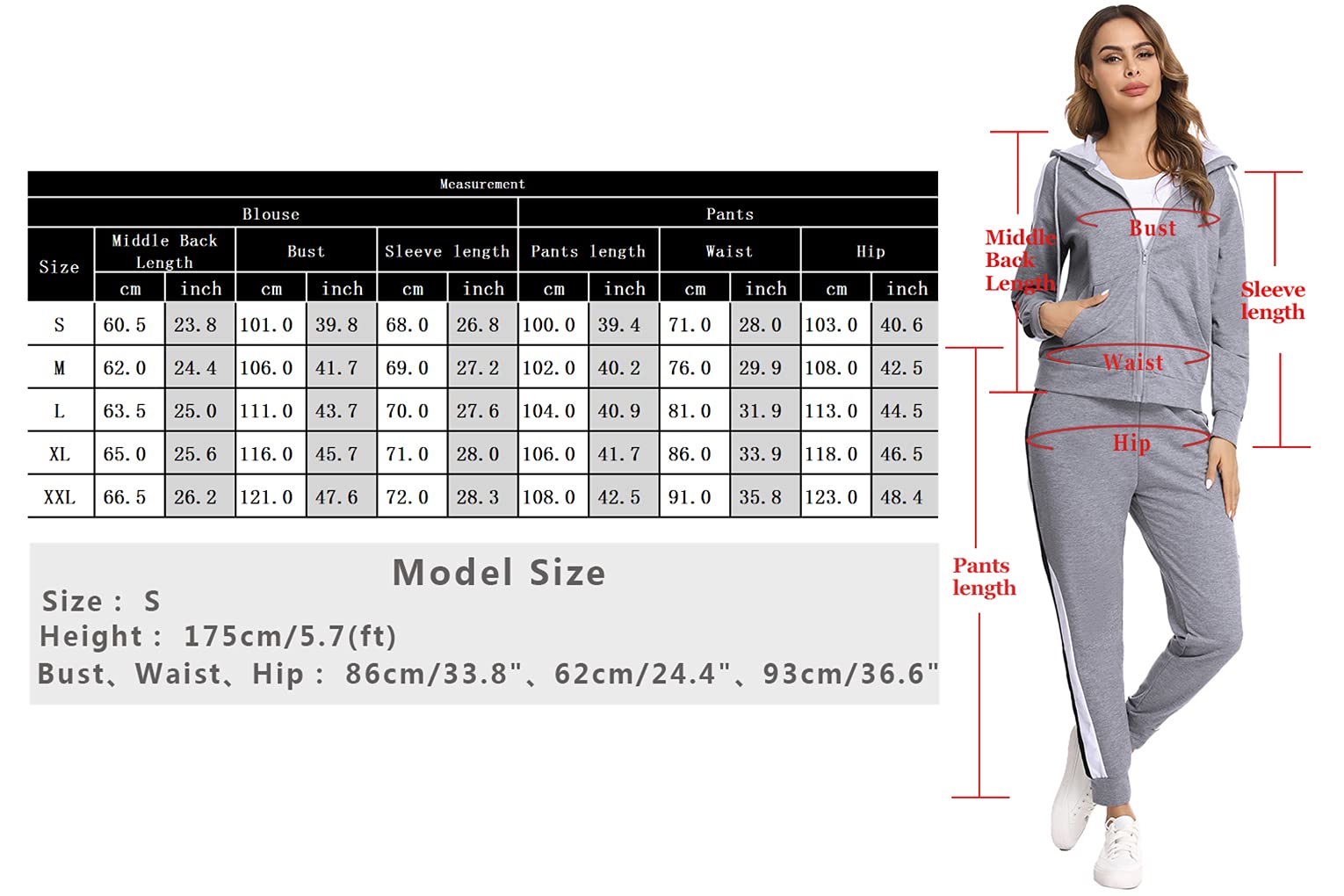 Litherday Chándal Mujer Otoño Invierno Conjunto Deportivo Algodón Mujer 2 Piezas con Capucha y Jogger para Fitness o Diario S-XXL