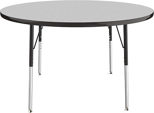 Miniatura 9 de Factory Direct Partners 10043-GYGN - Mesa redonda para escuela y oficina (48 pulgadas), patas estándar con deslizadores giratorios, altura ajustable