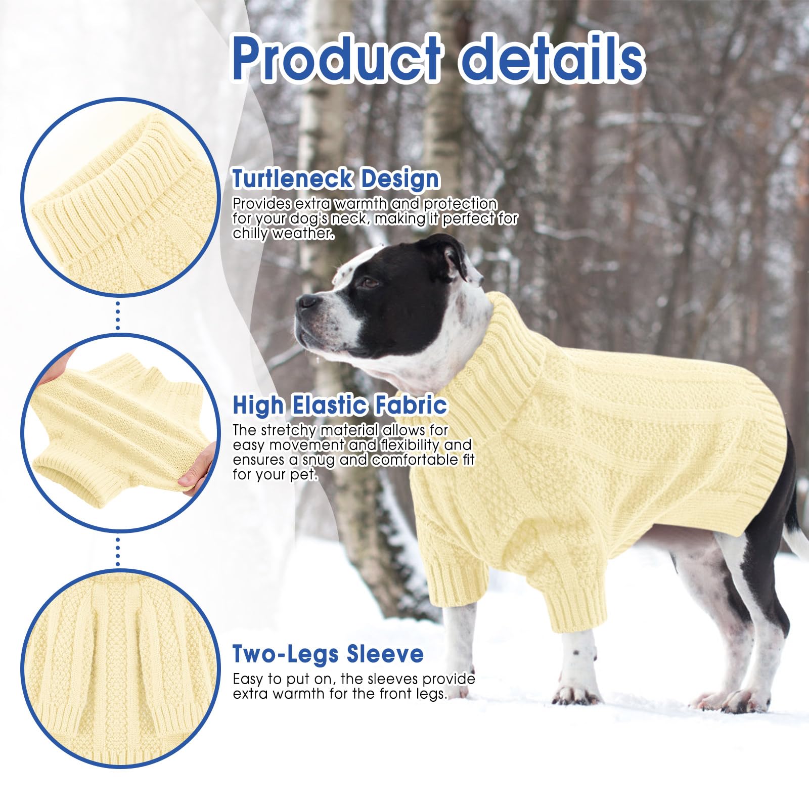Queenmore Small Dog Jumper, Knitted Turtleneck Puppy Jumper for Yorkshire Poodle, Cockapoo, Pomeranian (Light Apricot, S) - Image 4
