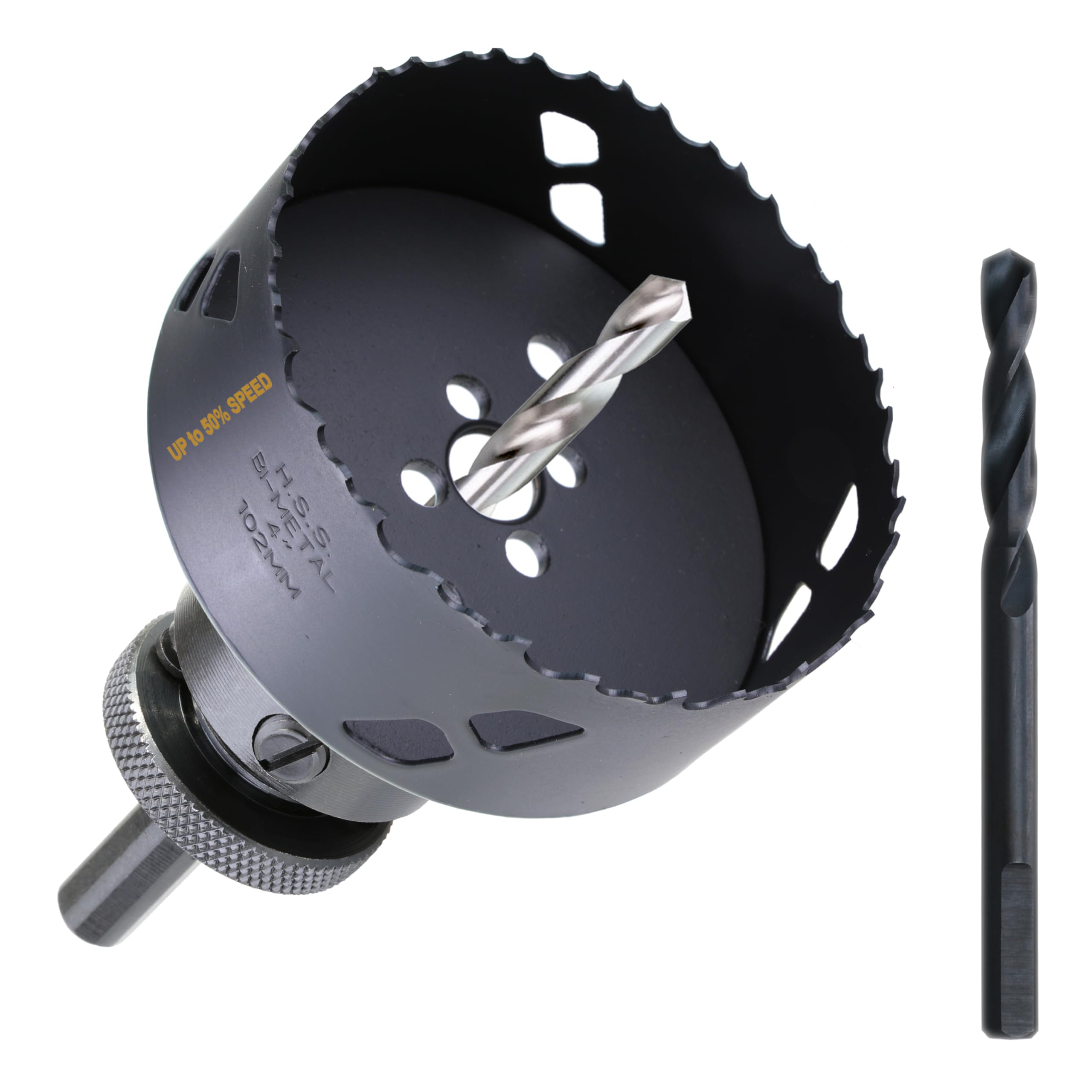 WOWSUPM 4 Inch Deep HSS Bi Metal Hole Saw Cutter with Arbor Cutting Depth 2.1” for Metal Thick Wood PVC Drywall Aluminum Big Slot New Sharp Teeth
