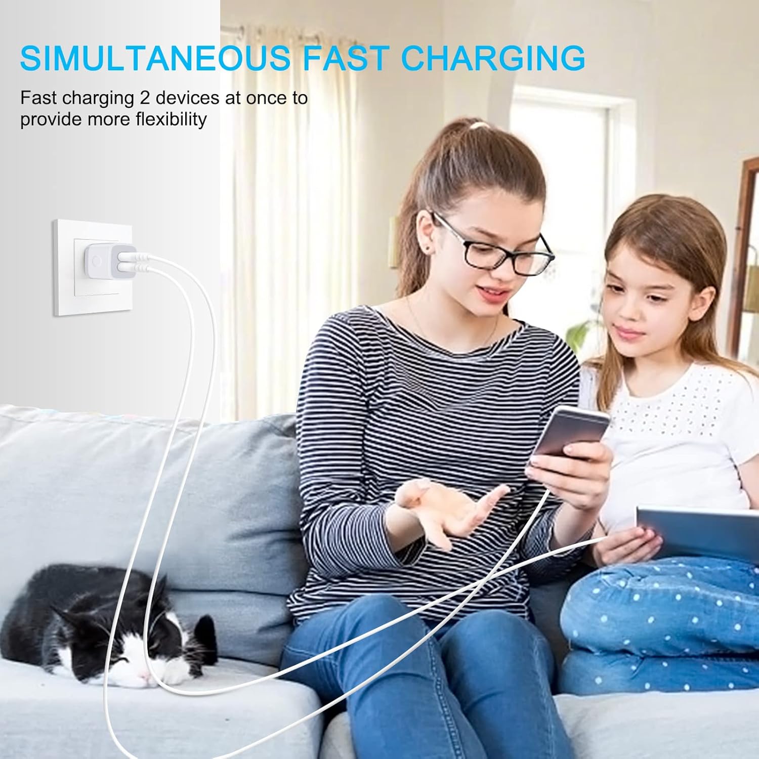 USB Wall Charger, USB Outlet Plug, 2-Pack Wall Plug Cube 2.1A/5V Dual Port Charging Block Charger Box for iPhone 14 13 12 11 Pro Max XR XS X 8, iPad, Samsung Galaxy S22 S21 A13, Pixel 6