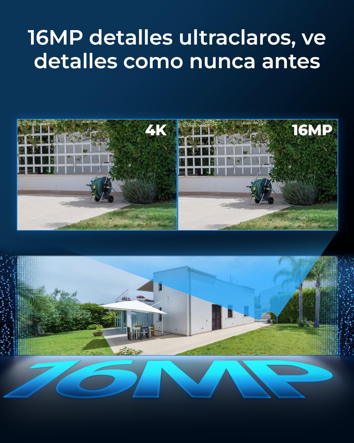 Reolink Cámara Duo 3 PoE: Doble Lente UHD de 16MP, panorámica 180°, Seguimiento de Movimiento, visión Nocturna a Color, detección de Personas/vehículos/Animales, Audio bidireccional, grabación 24/7