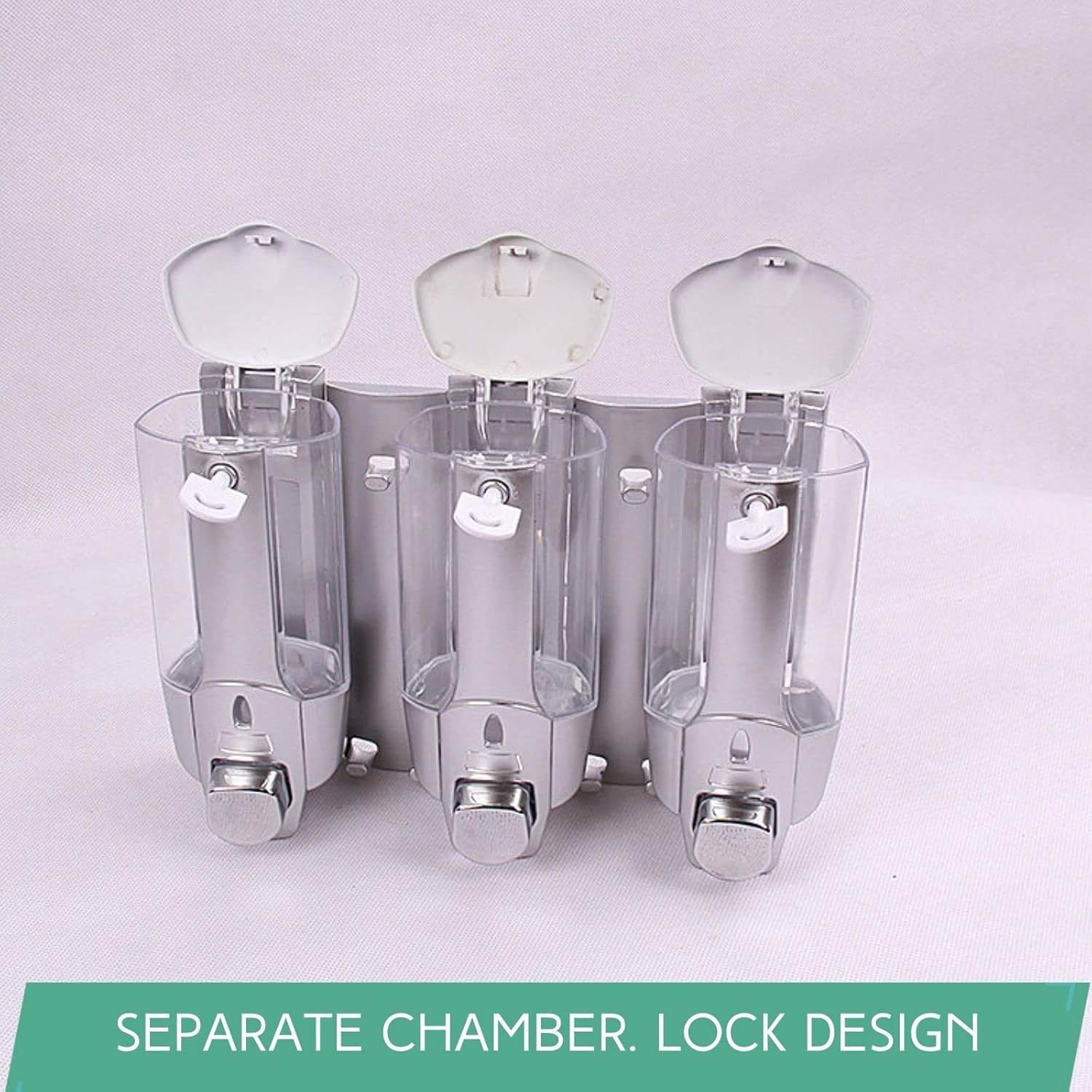 Shampoo Dispenser for Shower Wall (3 Chamber, Sliver) Drill Free Shower Soap Dispenser - Wall Mounted Bathroom Shower Pump Dispenser and Organizer - Empty Shampoo Dispenser Set - for Hotel Bathroom : Home & Kitchen