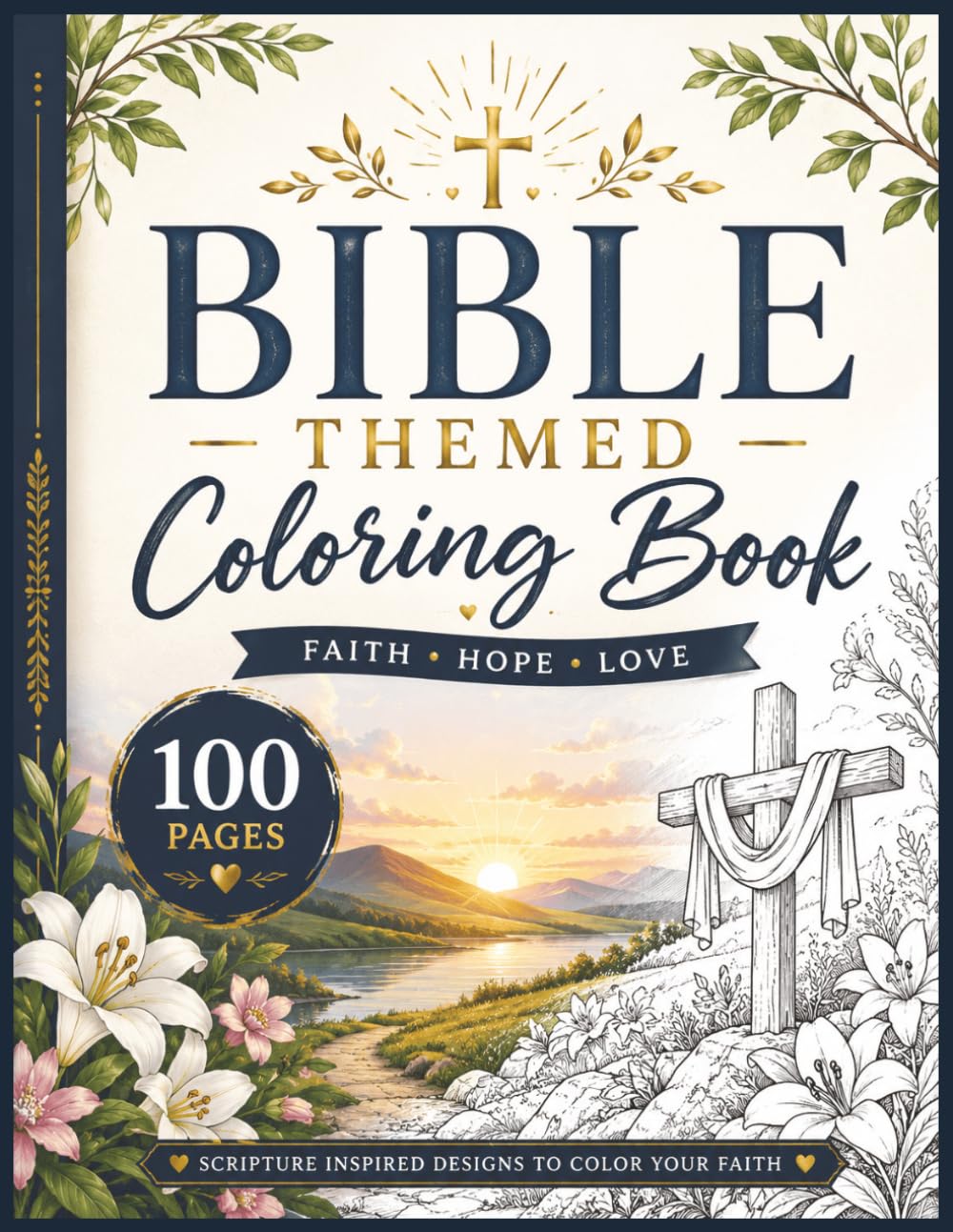 Bible Themed Coloring Book: 100 Pages of Inspiring Scripture Designs for Relaxation, Faith, and Creative Fun