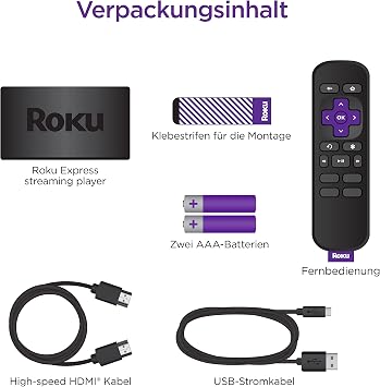Roku Express | HD Streaming Media Player | Only works in Germany| Easy setup with the included HDMI cable|1080p,720p up to 60fps