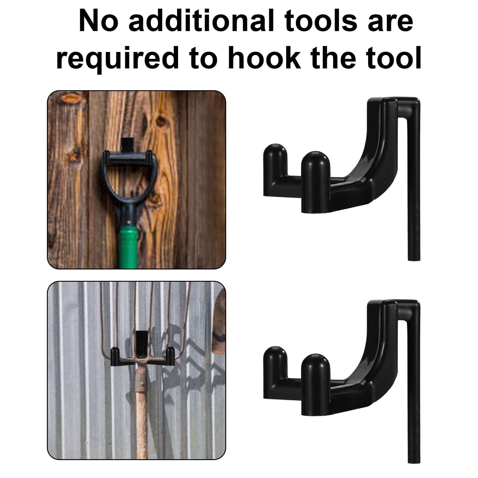 Sinbana 7pcs Storage Shed Hooks for Rubbermaid Heavy-Duty Sturdy Plastic Garden Tool Hanging Hooks Easy-to-Install Wall Hanger Rack for Outdoor Shed Garage Organizing Tools and Saving Space (Black) - Image 3