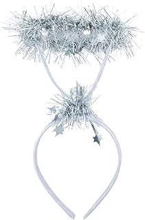 Lux Accessories Silver Tone Metalic Foil Pompom Strips Stars Girls Headband