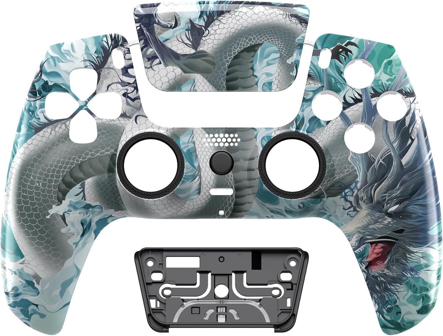 eXtremeRate LUNA Redesigned Front Shell Touchpad Compatible with ps5 Controller BDM-010 020 030 040 050, Jade Dragon Cloud Dominator Replacement Faceplate Case Touch Pad Compatible with ps5 Controller - Image 3