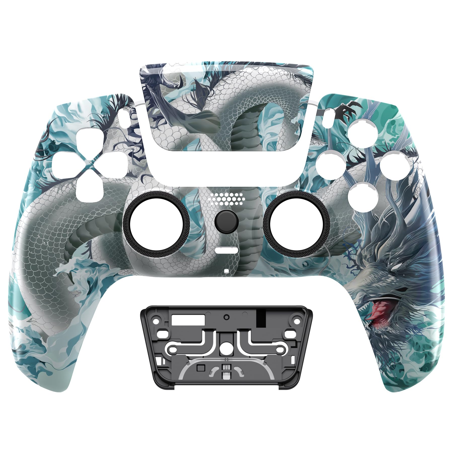 eXtremeRate Luna Cover Ricambio per ps5 Controller,Custodia Copertura Frontale Scocca Shell Ridisegnato&Touchpad&Anelli Compatibile con ps5 Joystick BDM 010/020/030/040/050-Loong nelle Nuvole