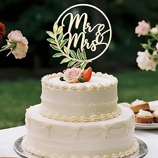 Boisdubois Mr and Mrs Cake Topper – Elegant Wooden Wedding Topper, Perfect for Cake Decorations, Bridal Shower, and Annive...