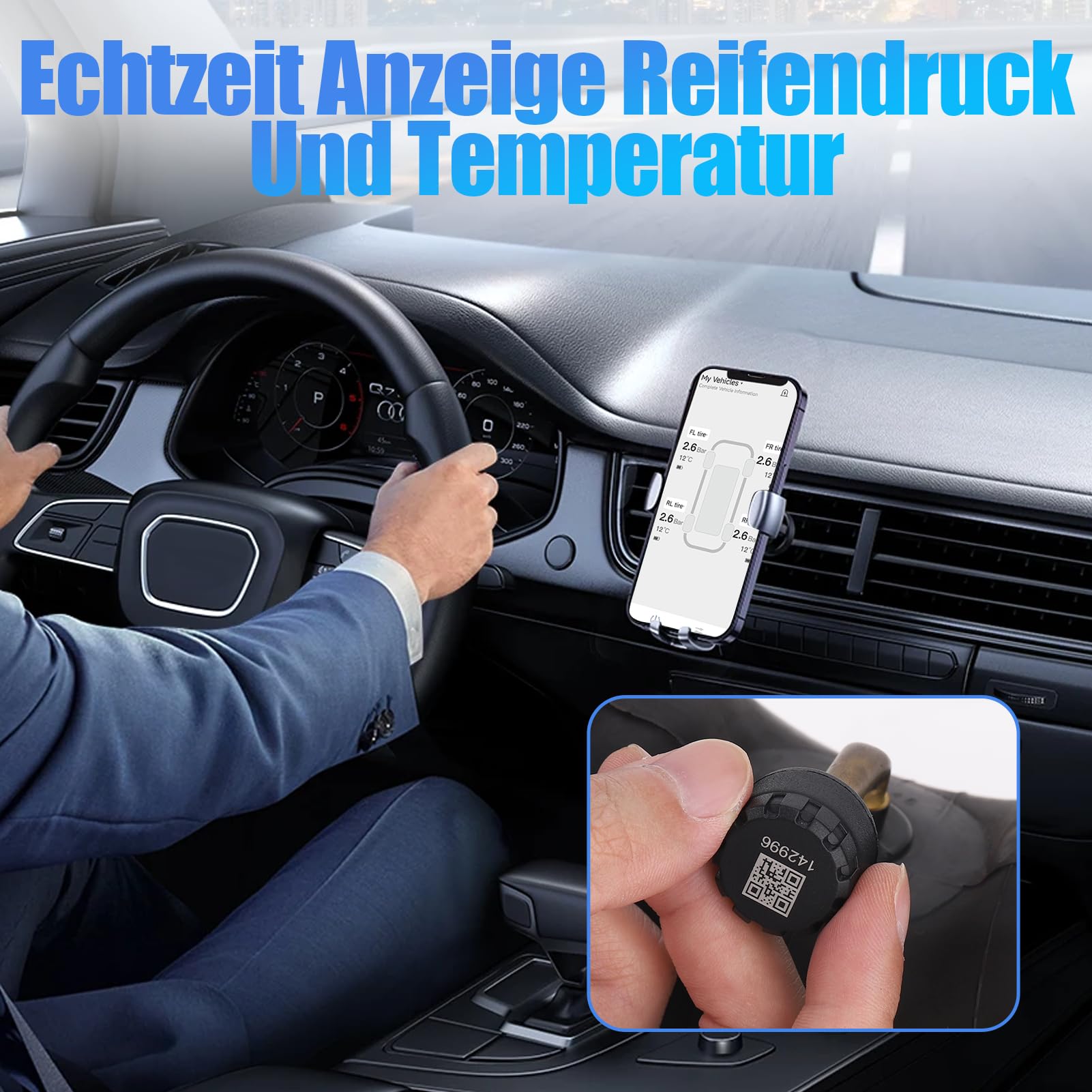TPMS Reifendruckkontrollsystem mit Externen Sensoren, 4 Stück