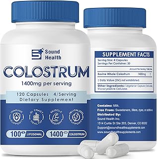 Colostrum Supplement 120 Capsules for Humans - Organic Bovine Colostrum Powder for Gut Health, Hair Growth, Beauty, and Immune Support - Unflavored (120 Capsules)