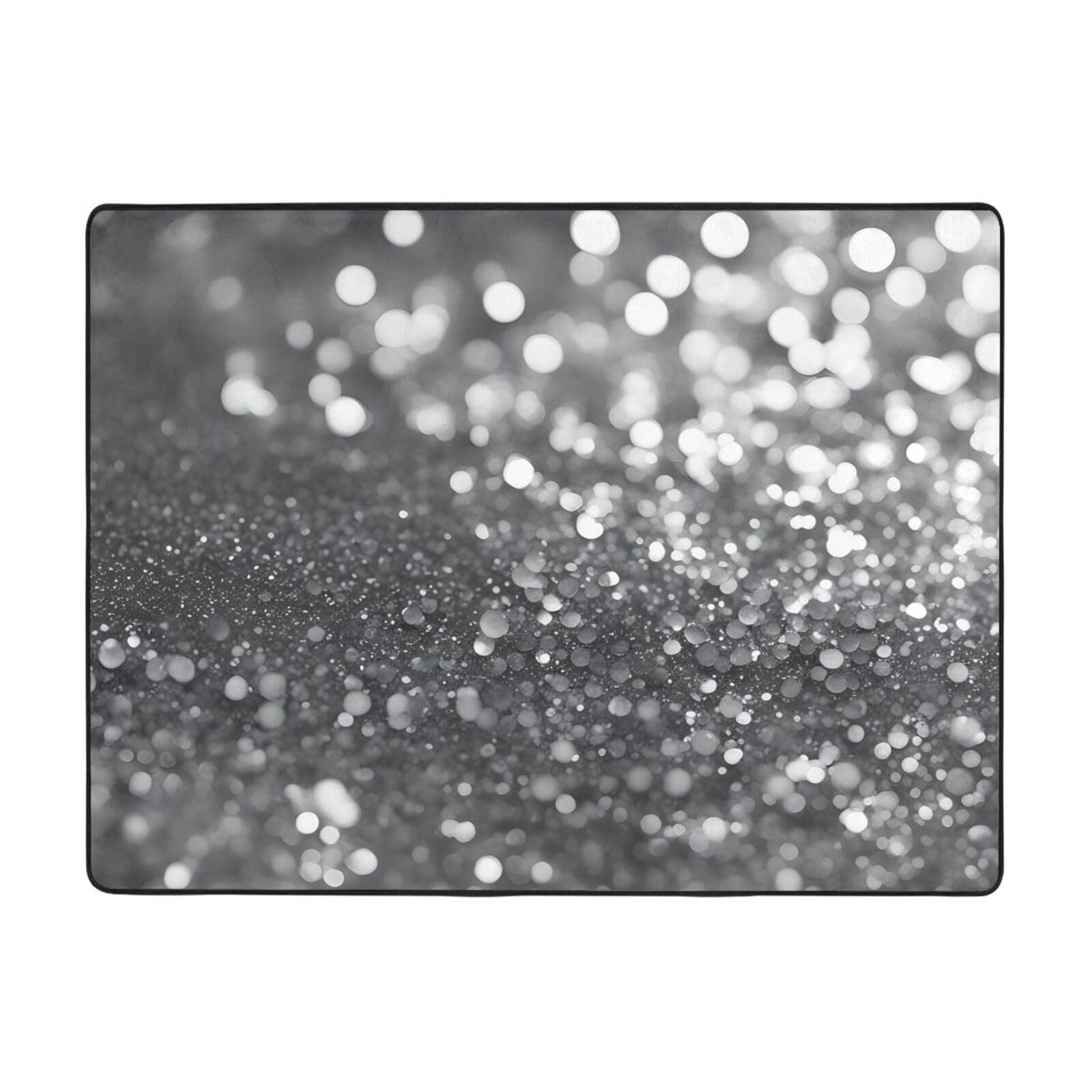 Tapis antidérapant 160x122 cm paillettes argentées de haute qualité pour sol élégant