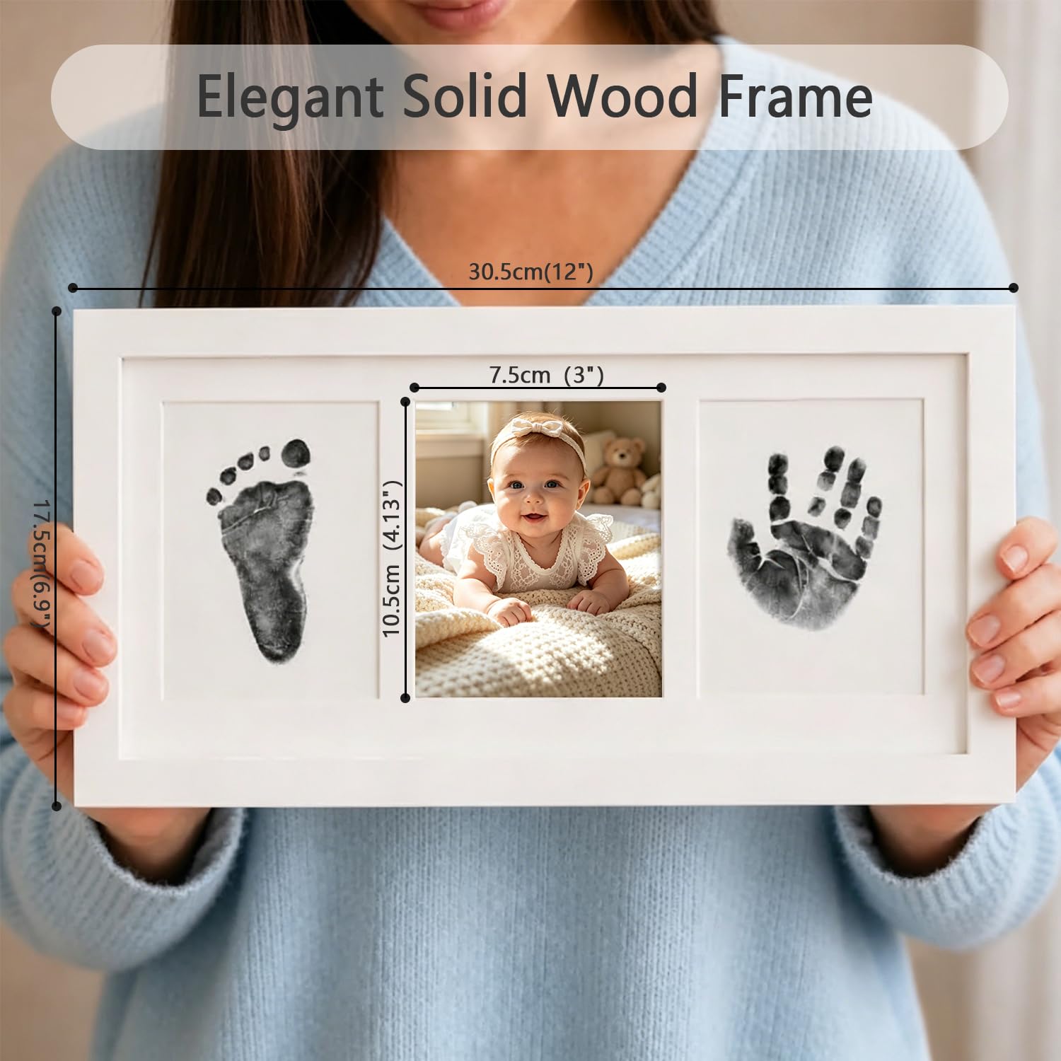 Baby Handprint and Footprint Kit per foto con cornice per bambino con tampone di inchiostro 100% Clean-Touch per neonato, regalo perfetto per neonati