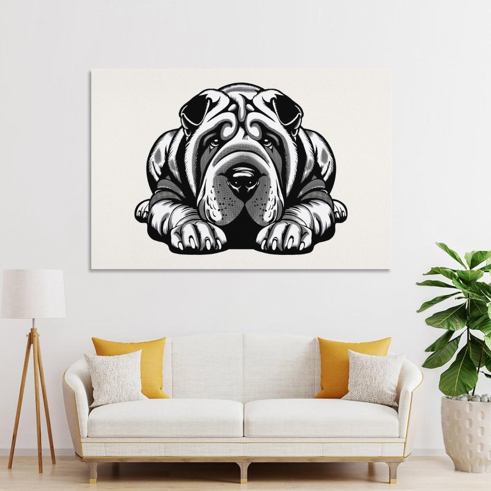 Junmoney Shar Pei Decorative Wall Artwork, 24x36inch(60x90cm), for Study, Office Or Focused Interiors, A Smart Decor Choice for Study Walls