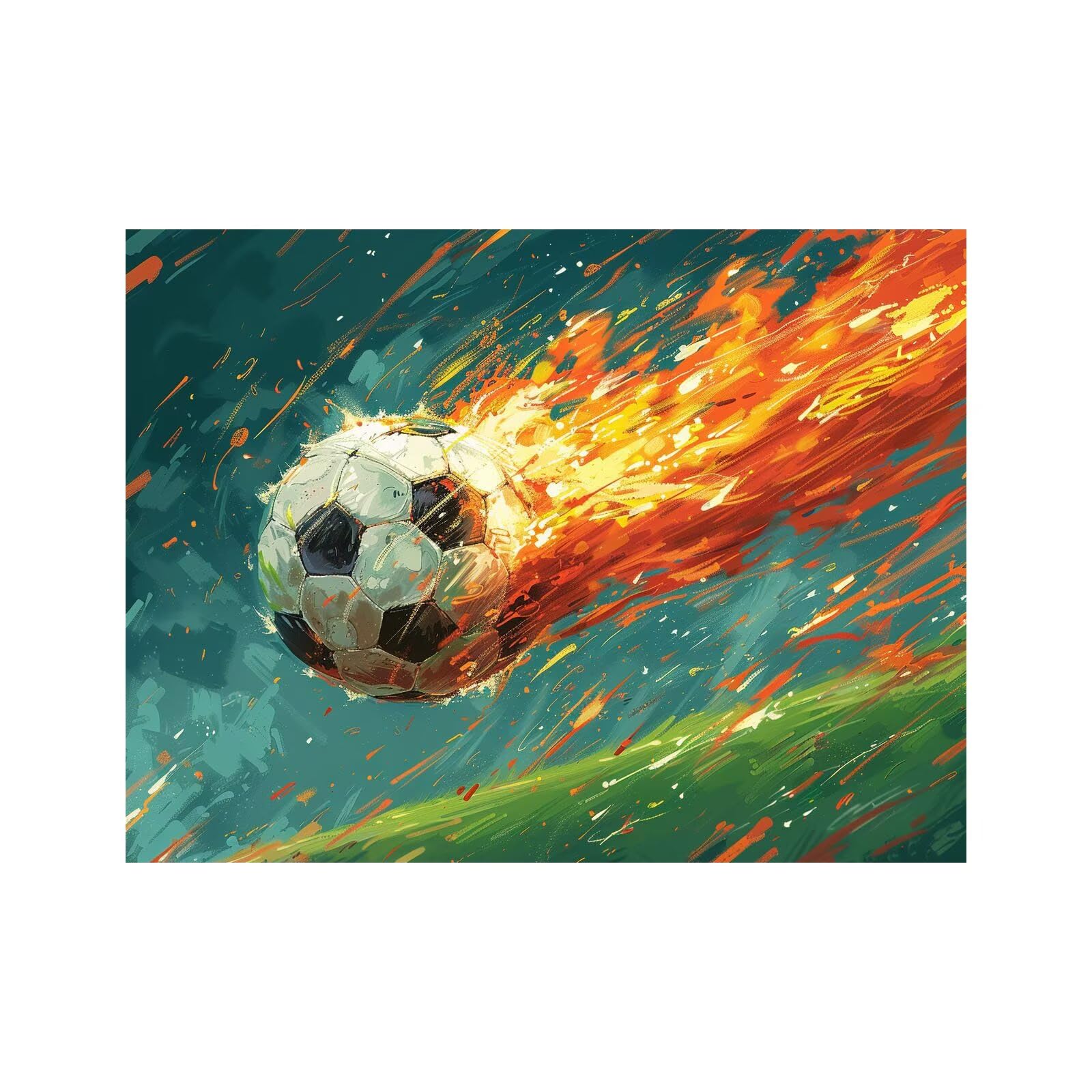 Flame Paint by Numbers for Adults, Painting by Numbers for Adults, Craft Kits for Kids with Football Canvas for Painting 54x40Inches Acrylic Paint Brush for Wall Art Room Decor, Gifts LZYH-2902