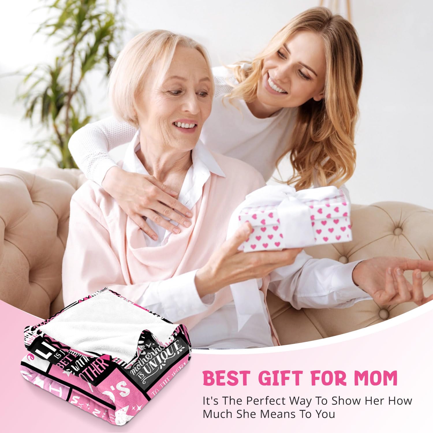 Moms Birthday Gifts from Daughter Son - Blanket Gifts for Mom - World's Best Mom Ever Gifts - Christmas Valentines Day Mothers Day Birthday Present for Moms - Mother Life Blanket 50"x60"