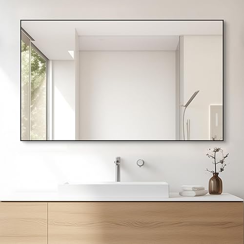 Miniatura 9 de ANYHI Espejo LED de tocador de baño, 48 x 24 pulgadas, espejo de baño con 3 luces de color, espejo de maquillaje antiempañamiento impermeable,