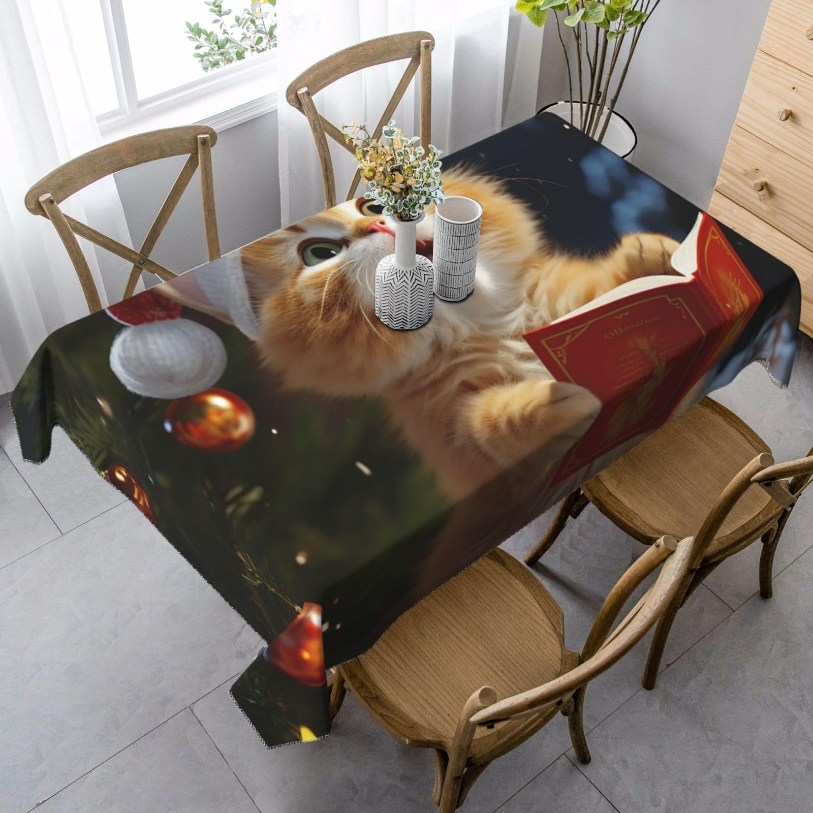 Nappe anti-déversement et infroissable motif chat mignon pour protéger la table du banquet