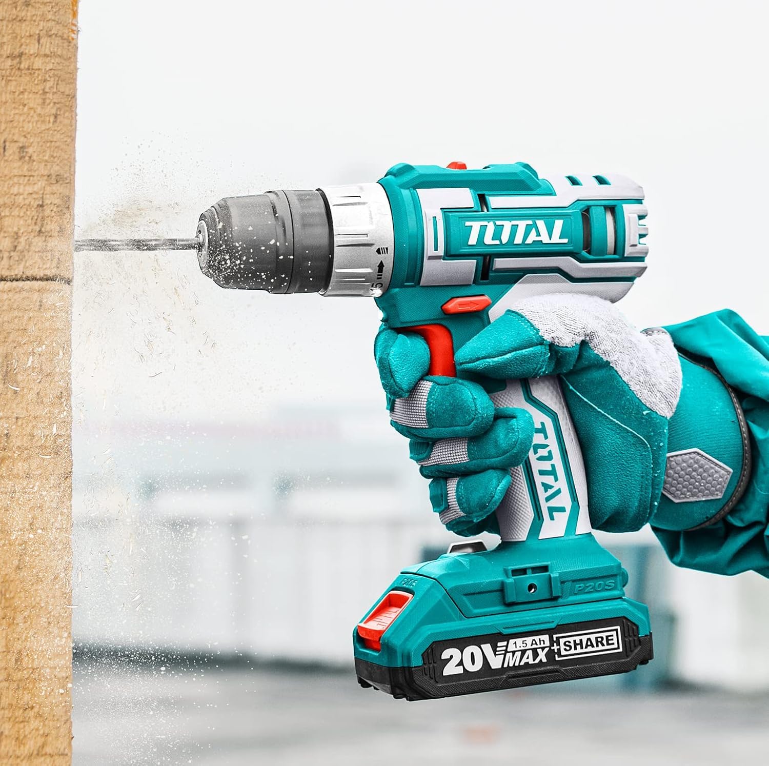 TOTAL - Trapano Avvitatore Batteria 20V, Trapano A Batteria 2Ah Con Caricabatterie, 45Nm Di Coppia 15+1 Impostazioni, 2 Velocità, 10mm Mandrino Autoserrante, Trapano Avvitatore Per Fai Da Te