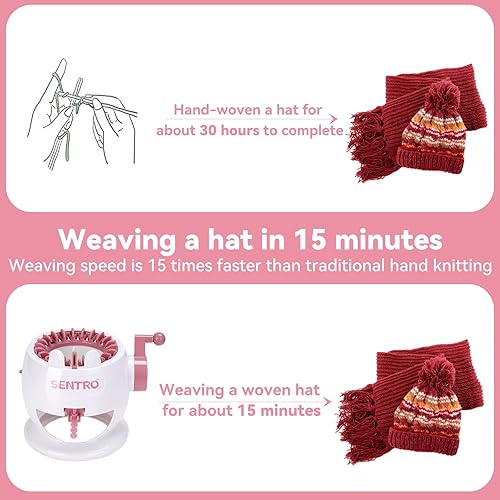 Miniatura 4 de SENTRO - Máquina de tejer de 22 agujas, kit de máquina de tejer inteligente, máquina giratoria de tabla de tejer para adultos y principiantes,
