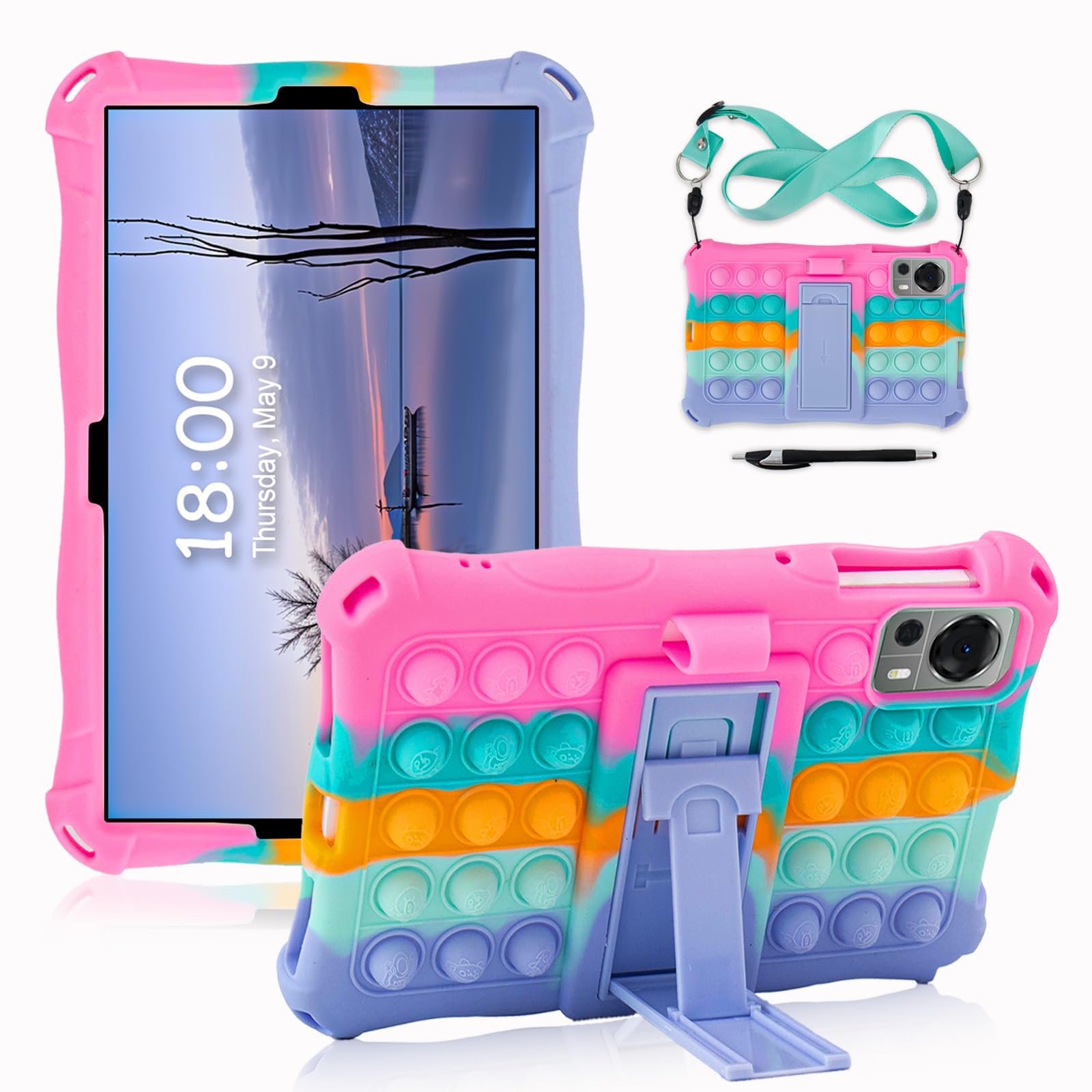 GIVEITALL for Onn 8 inch Tablet Case 2024 (Gen 4,Model:100135923),Bubble Cartoons Silicone Kids Case for TCL Tab 8 Le/iplay 50 min/60 mini Pro/DOOGEE