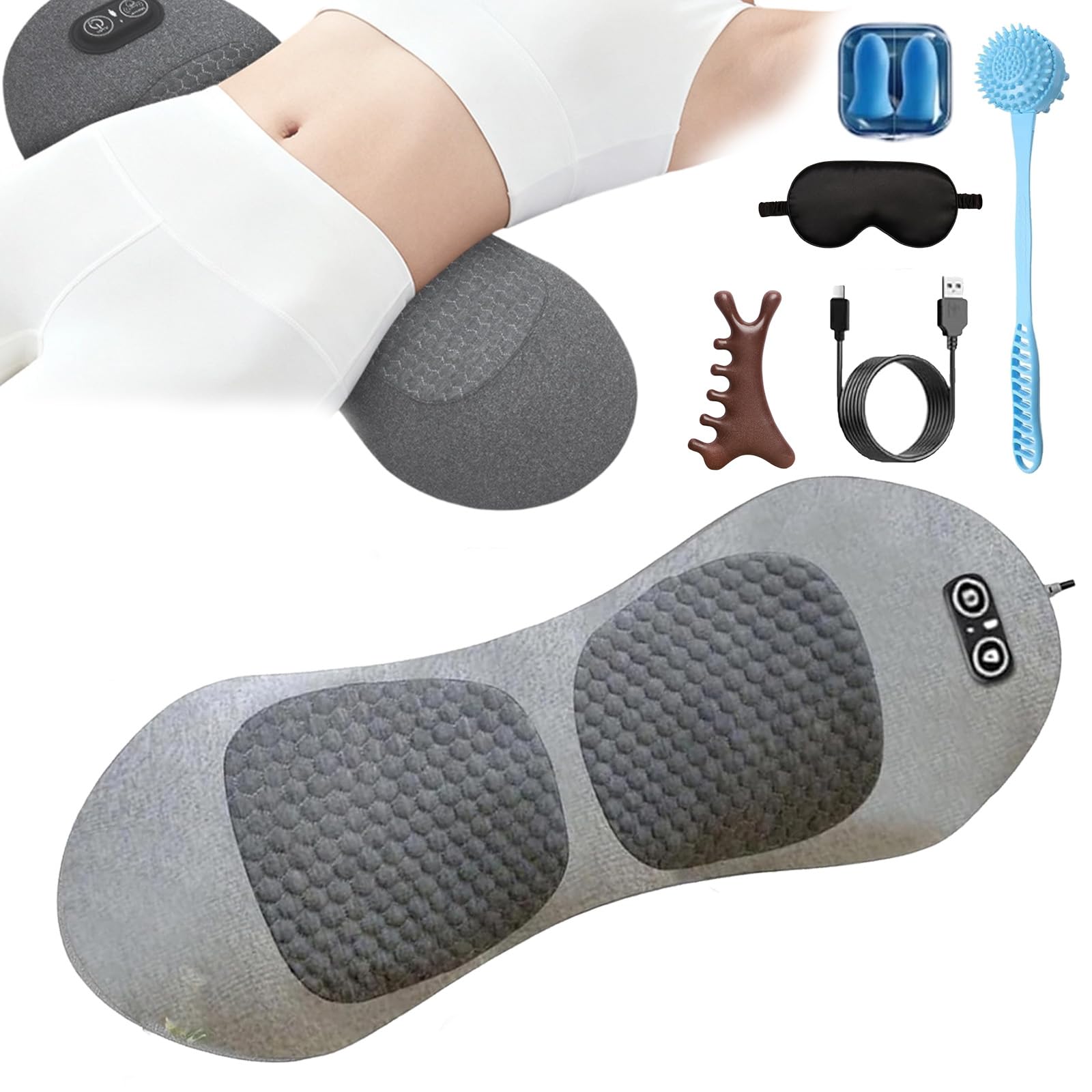 Ergo Pur RüCken - Ergo Pur 3 Zonen Ergo Flow TiefenmassagegeräT - RüCkenmassagegeräT Mit WäRme/Vibration/LendenwirbelstüTz, Ergonomische RüCkenstüTze MassagegeräT (Hellgrau, Netzanschluss)