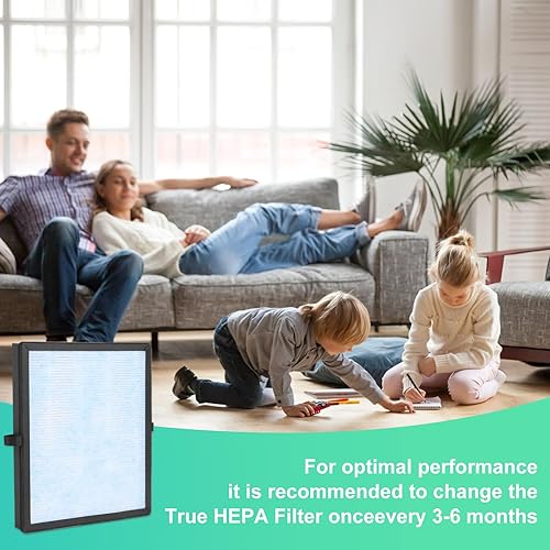 Miniatura 6 de Filtro de repuesto MK04, filtro HEPA H13 Ture, adecuado para MK04 para polvo, caspa de mascotas, humo, para dormitorio, hone, oficina (paquete de 2)