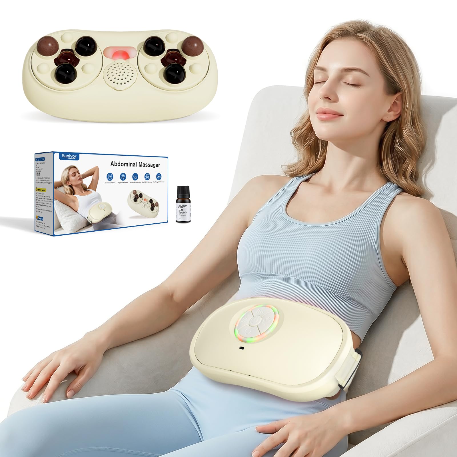 Photo 1 of Sanivor Electric Abdominal Massager - Belly Massager with Heat,Stomach Massager for Digestion Belly Cellulite Massage for Flattening Belly,Bloating,Constipation
