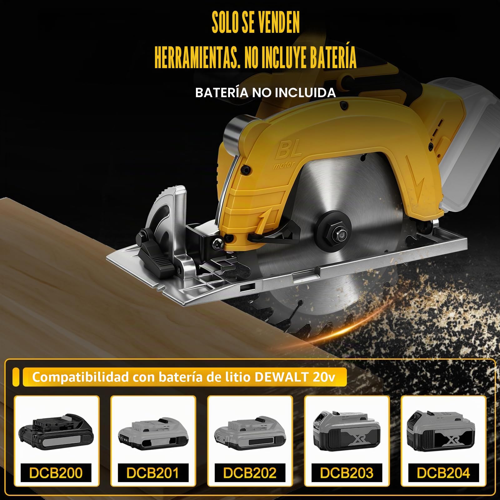 Roadtime Sierra circular de 7 pulgadas para DeWalt de 20 V (sin baterías) | mini sierra circular profesional con 1 hoja de sierra de 180 x 60, ideal para madera, metal blando, plástico