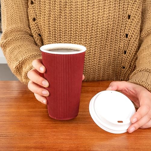 Vista 139 de Vasos de café de papel aislado de pared corrugada, 8 oz, Anaranjado