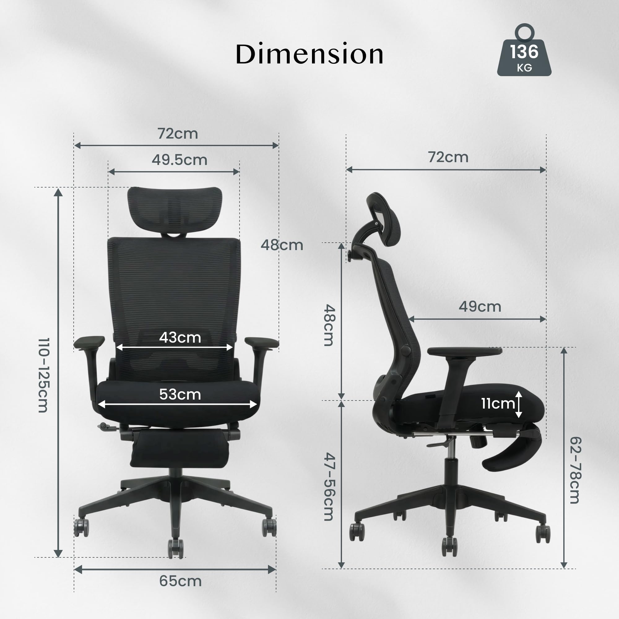 FLEXISPOT Ergonomic Office Chair, Folding Office Chair for Small Spaces with Adjustable Lumbar Support, Armrest and Headrest - Image 2