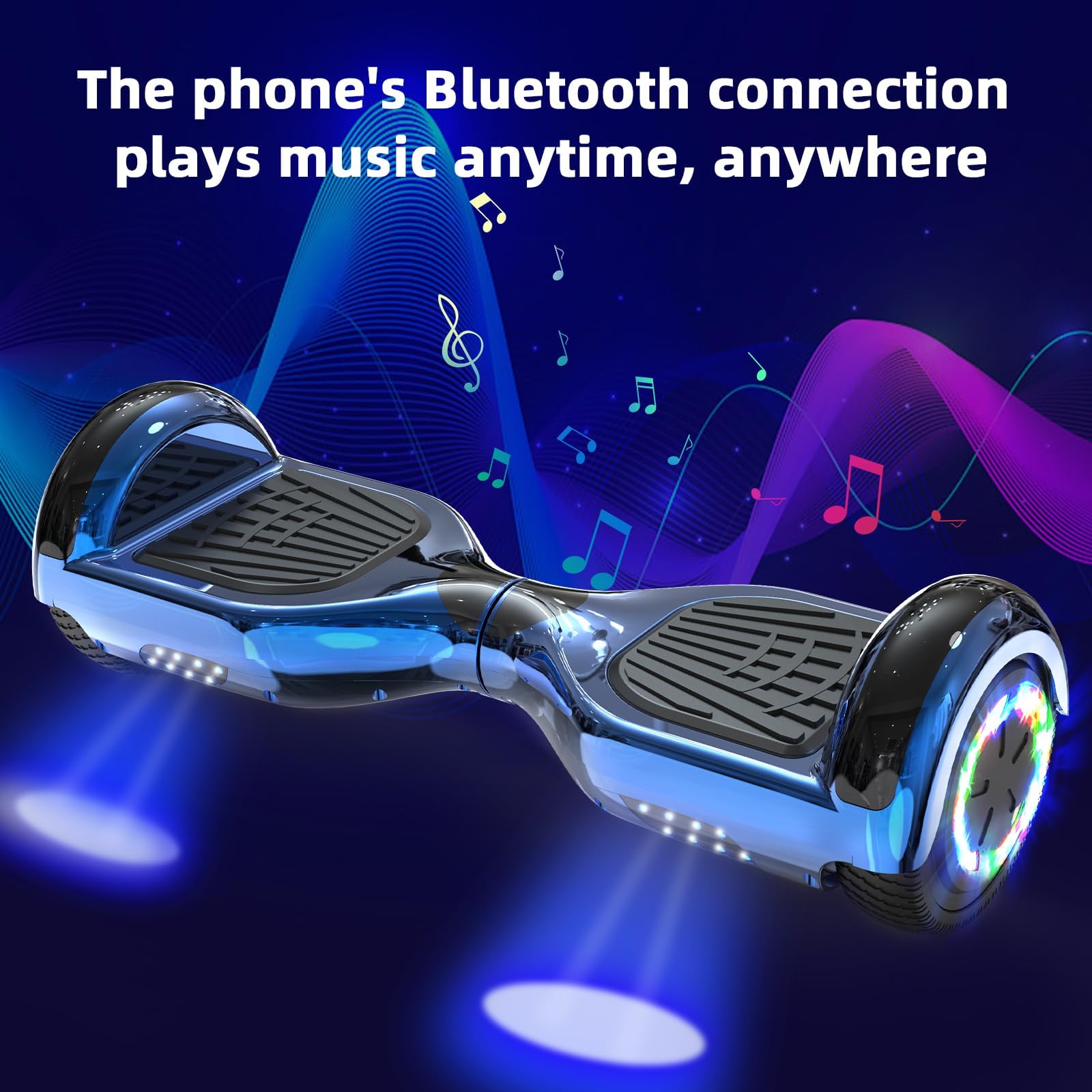 VOUUK Hoberboard 6,5-Zoll-Hoverboard mit Zwei Rädern, Mit Bluetooth-Lautsprecher, Mit LED-Lichtern Geeignet für Kinder und Erwachsene