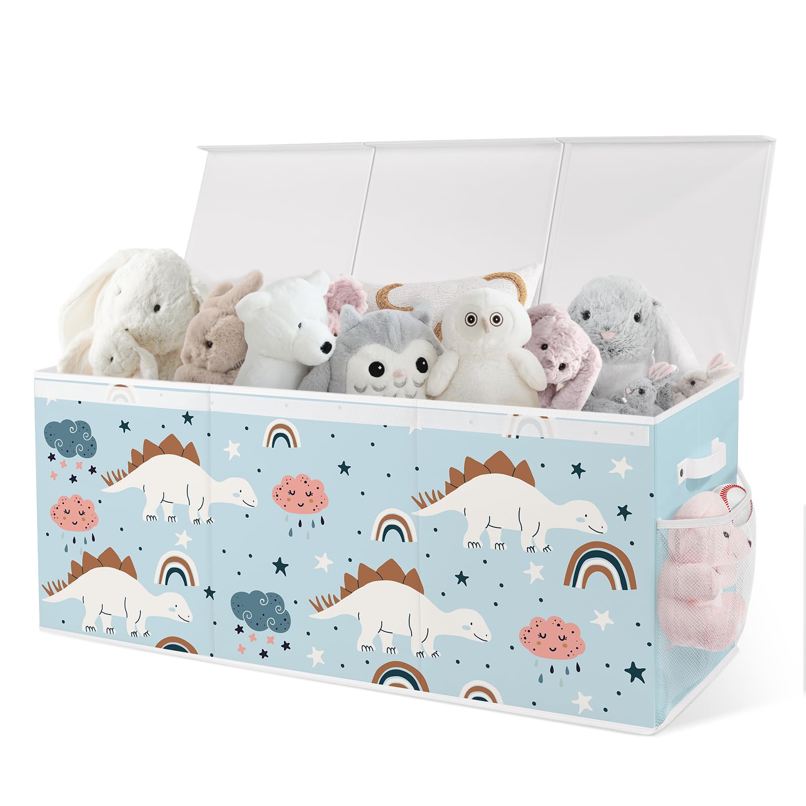 Extra Large Collapsible Toy Box with Lids, Sturdy Storage Organizer for Kids, 38"x16"x13" Toy Chest for Playroom, Nursery, Bedroom, Living Room (Dinosaurs)