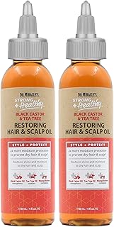 Dr. Miracle's Strong & Healthy Restoring Oil with Black Castor Oil, Tea Tree Oil, and Mango Butter for 2x Moisture - 4oz (Pack of 2)