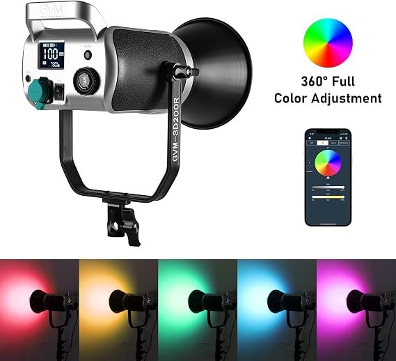 GVM RGB Video Light Kit, 200W Bi-Color Led Video Lighting with DMX Bowens Mount Softbox & Stand, Studio Light for Photography Shooting with COB Lamp Bead, 8 Lighting Effects, 2700K~7500K CRI 97+