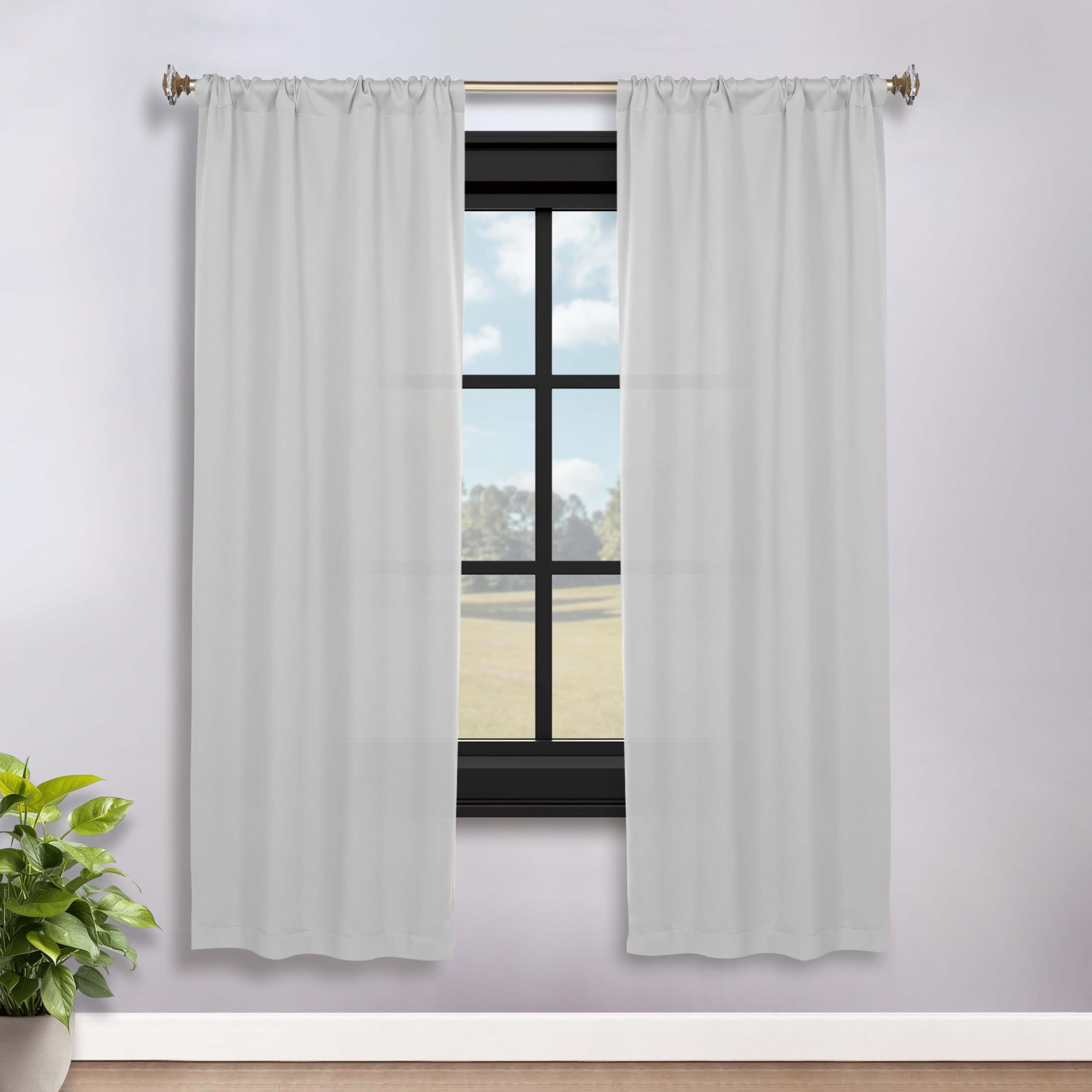 Rideaux occultants thermiques blanc pour fenêtre de cuisine 183cm