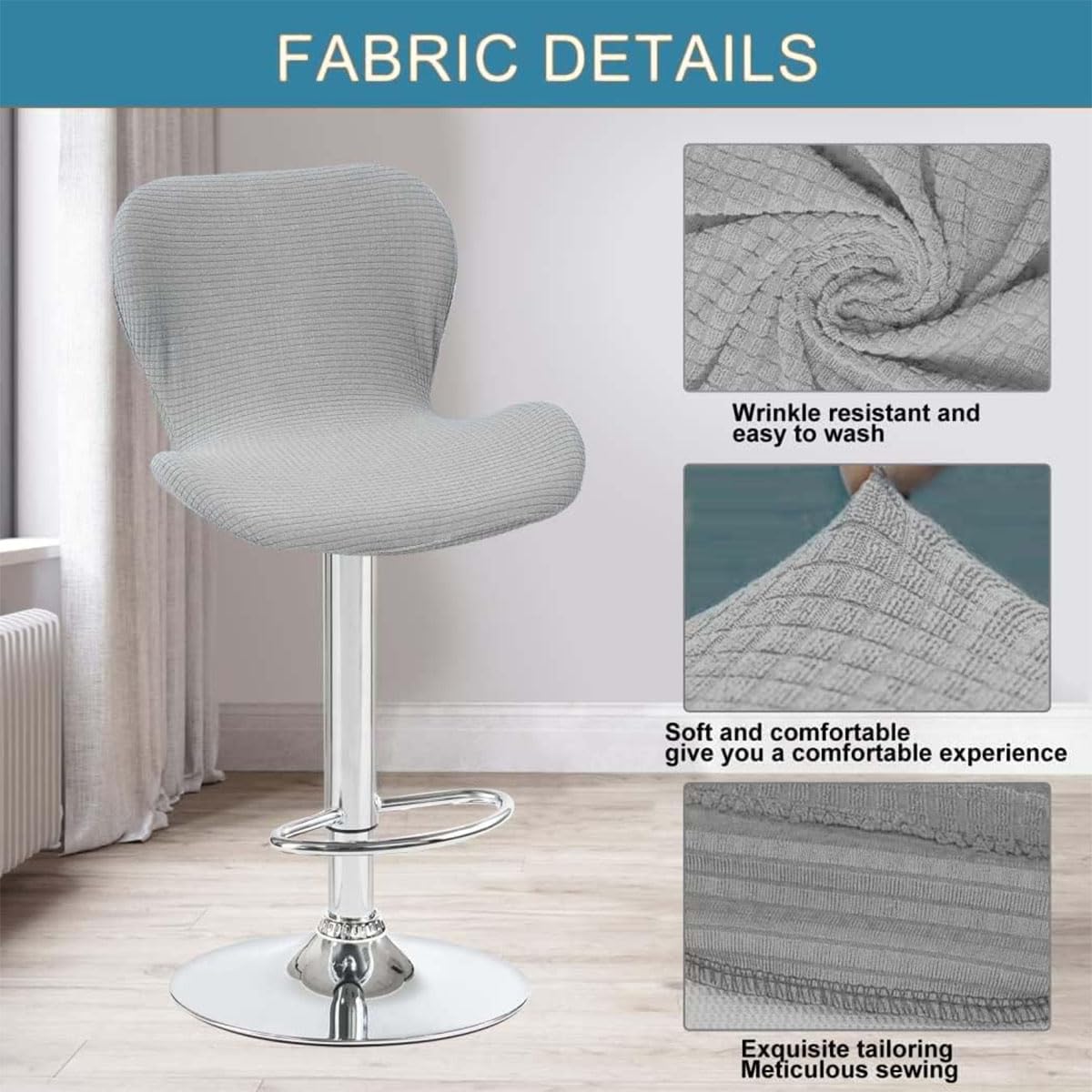 UEMIS Housse De Chaise De Bar Avec Dossier Pub Couverture De Tabouret Haute Housse Chaise De Salle A Manger Housse Chaise Industriel Couvre Protecion Universelle Extensible 2PCS Q