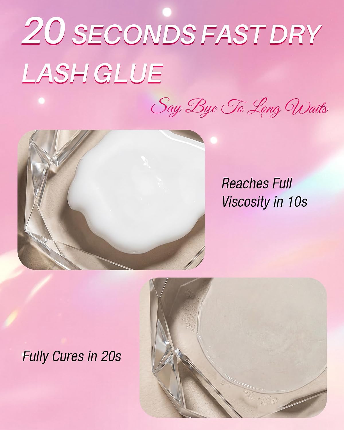5-Day Strong Hold Eyelash Glue, Hypoallergenic Waterproof Lash Adhesive for Strip Lashes & Clusters, Quick Dry Gentle Formula with Precision Brush Applicator (White)