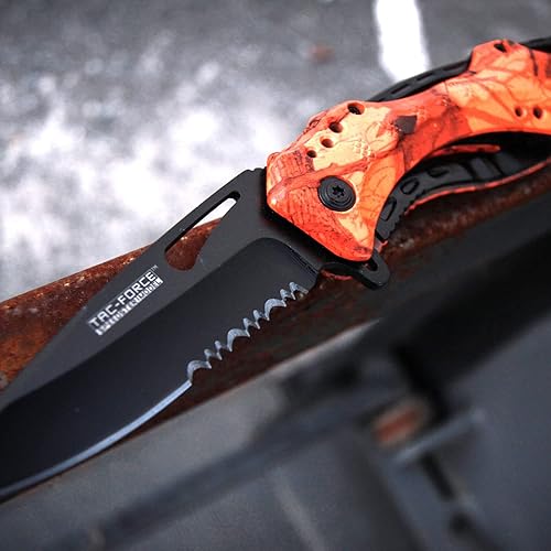 Miniatura 8 de Tac Force Serie TF-705, cuchillo plegable táctico, apertura asistida, hoja semidentada, 4-12 pulgadas cerrado