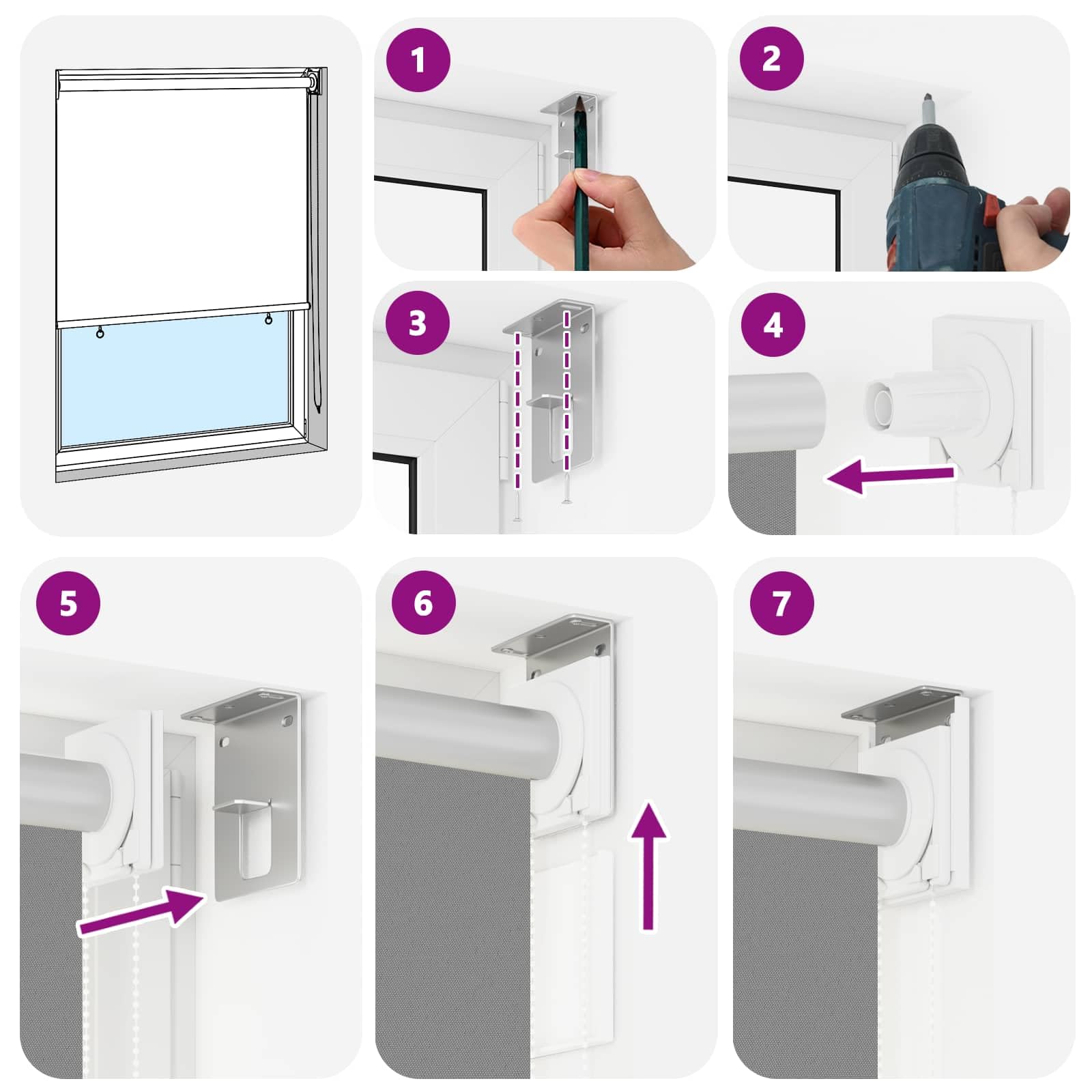 Tenda avvolgibile in poliestere grigio chiaro | Filtro Luce, Controllo Termico, Montaggio a Parete o Soffitto, Protezione Privacy