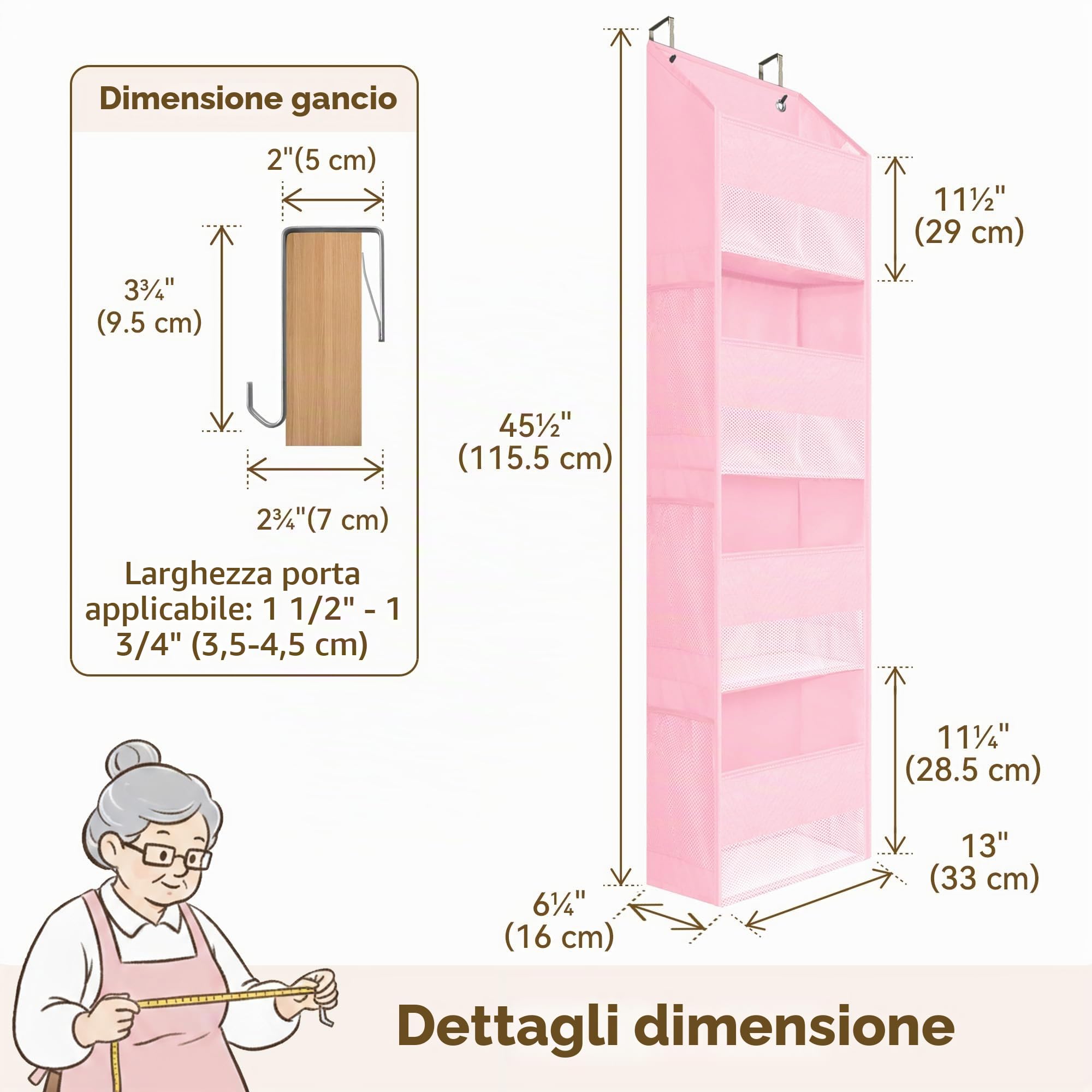 GRANNY SAYS Set di Porta Oggetti da Appendere con 4 Tasche e Scatole Tessuto con Coperchio