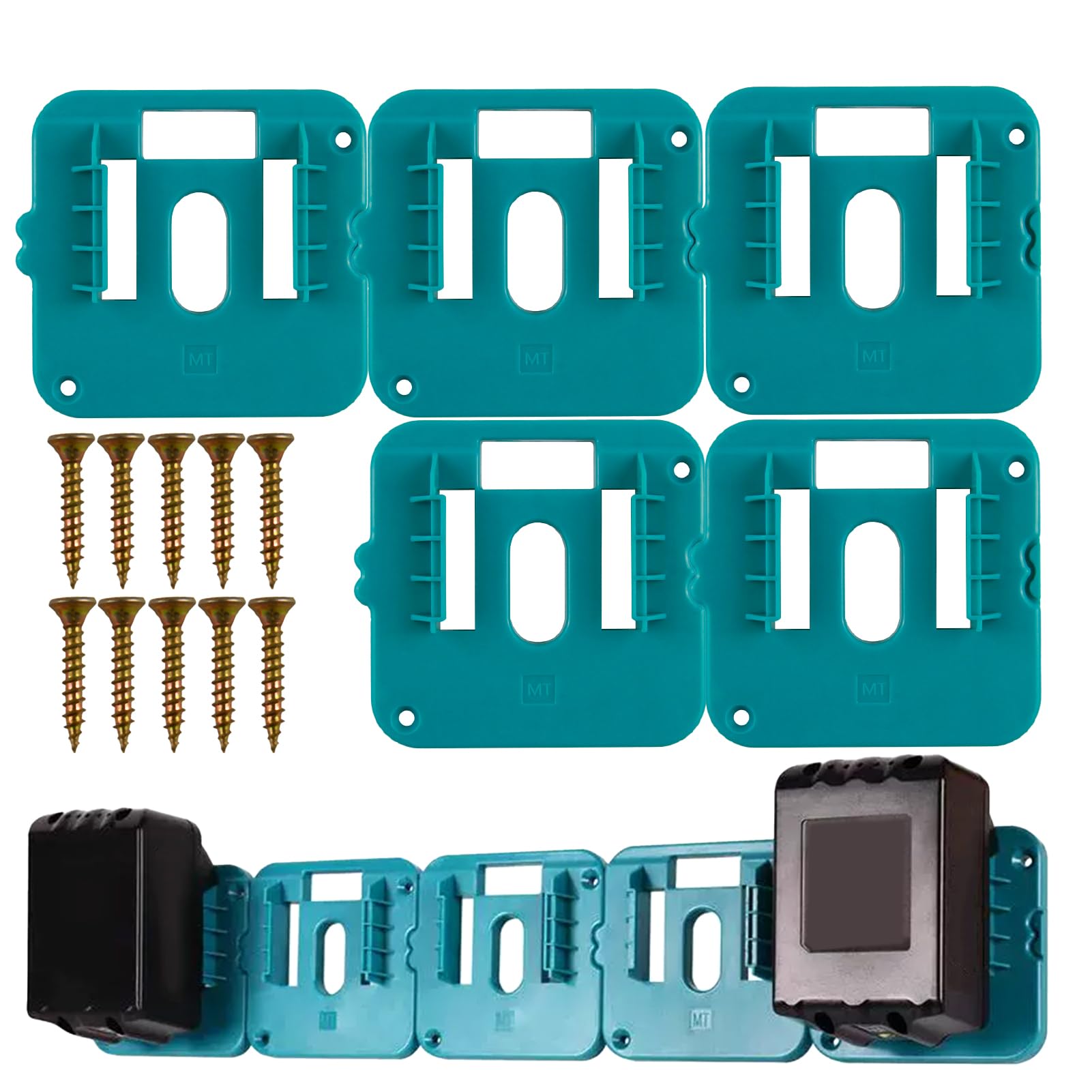5 Pack Battery Holder for Makita 18V Batteries Wall Mount Dock Organizer for BL1860 BL1850 BL1840 BL1830 (Includes 10 Screws No Battery)