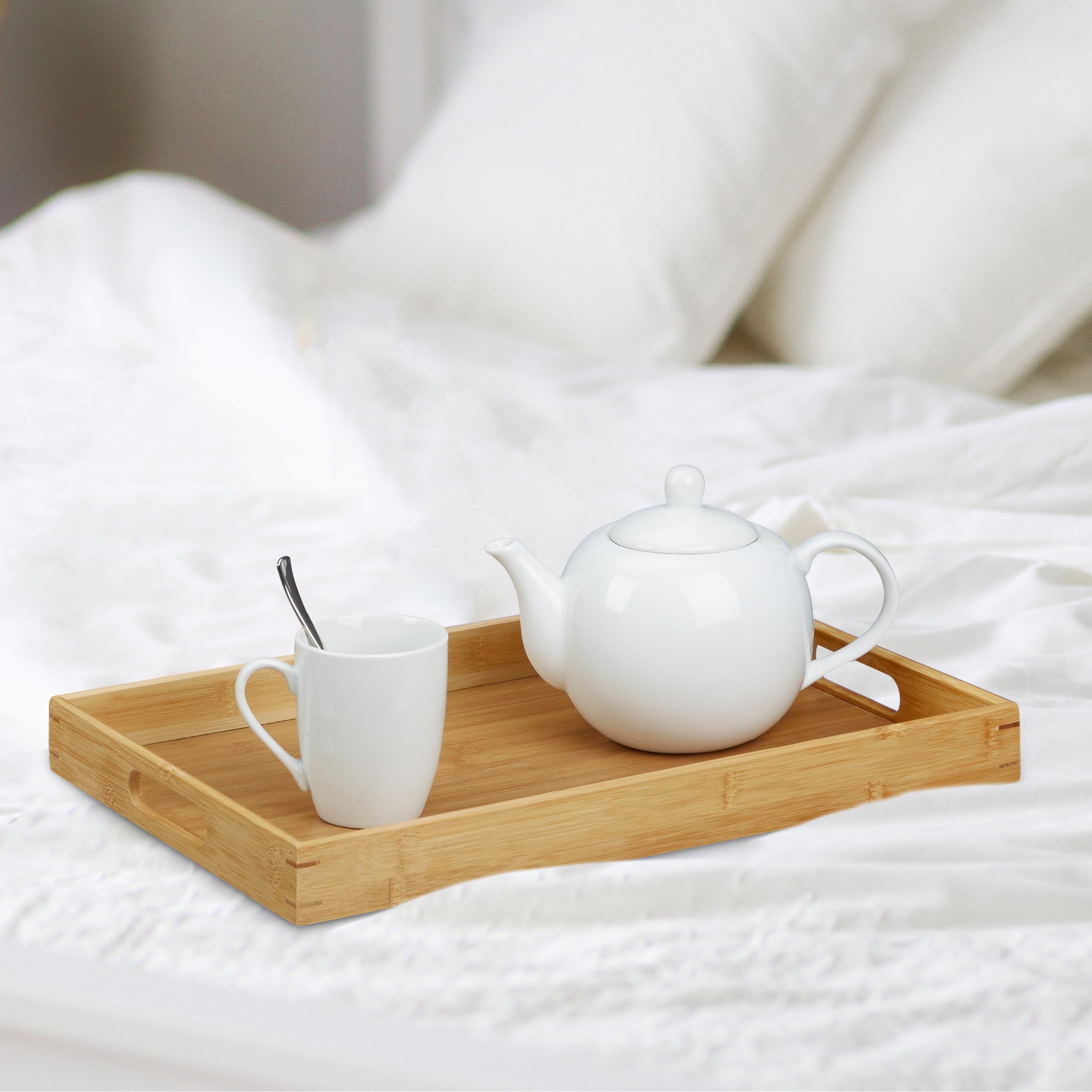 Amazon.co.jp: Relaxdays 竹製サービングトレイ2個セット 盛り上がった