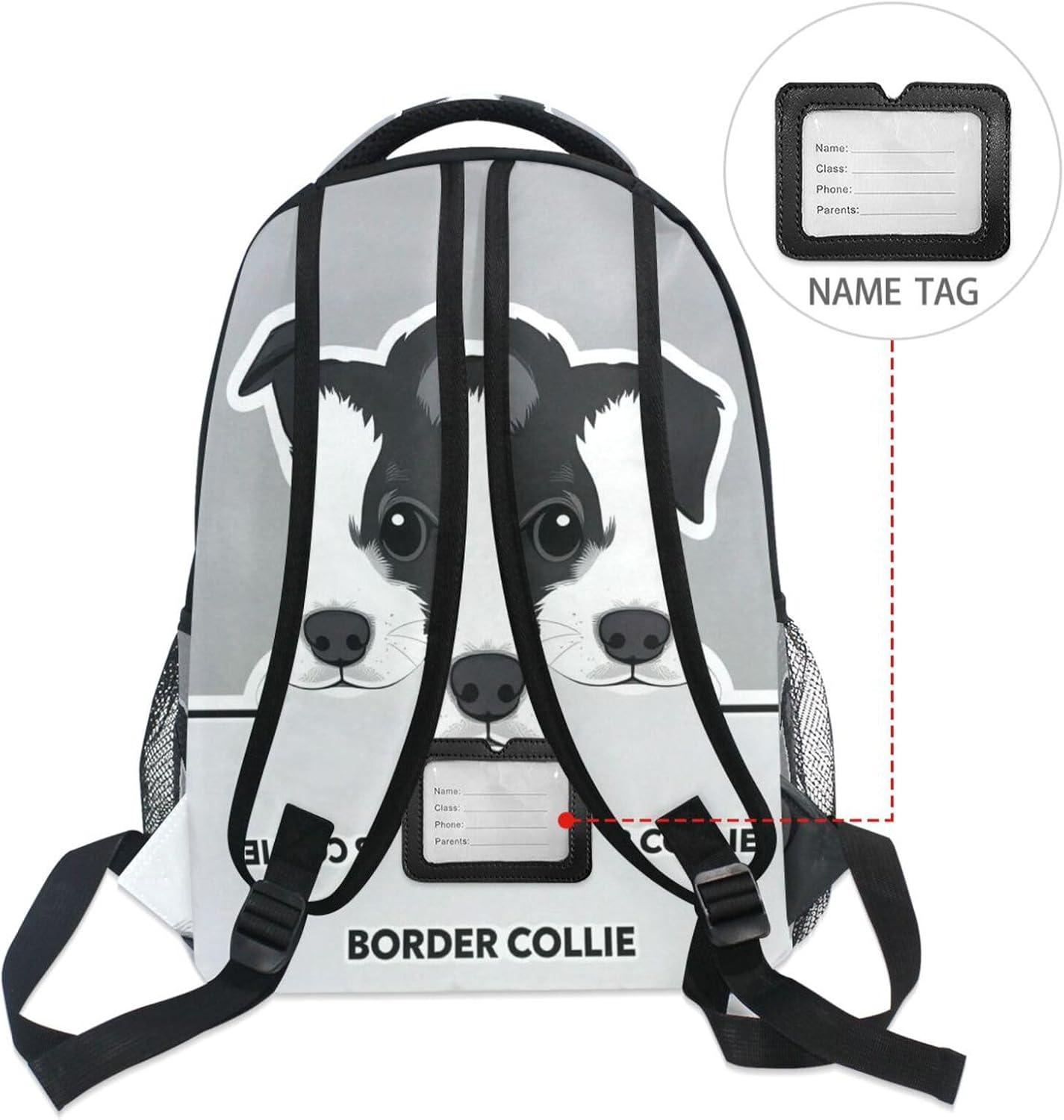 Pfrewn Border Collie Dog Backpacks for Girls Boys Cute Puppy Animals School Backpack Bookbags for Kids School Students 16"
